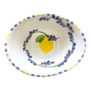 Curved Oval Serving Bowl Lemon & Purple Leaves Made in Italy La Tavola NWT